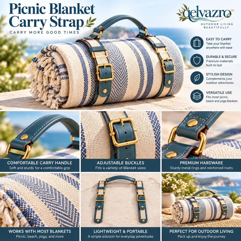 qelvazro™ Picnic Blanket Carry Strap — image 3