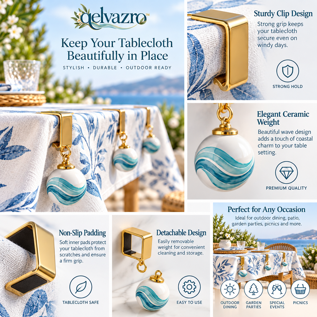 qelvazro™ Tablecloth Weight & Clip Set — image 5